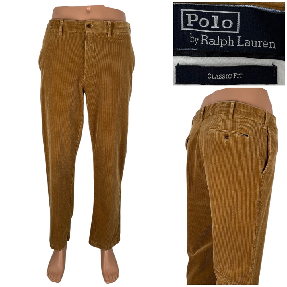 Polo Ralph Lauren Corduroy Pants Mens 35 x 30 (actual) Classic Brown 35x32 EUC